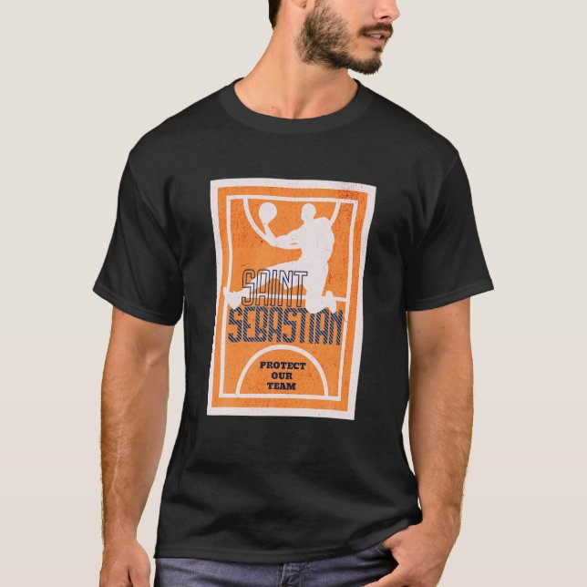 St Sebastian Basketball Dunk Patron Saint Of Sport T-Shirt (Front)