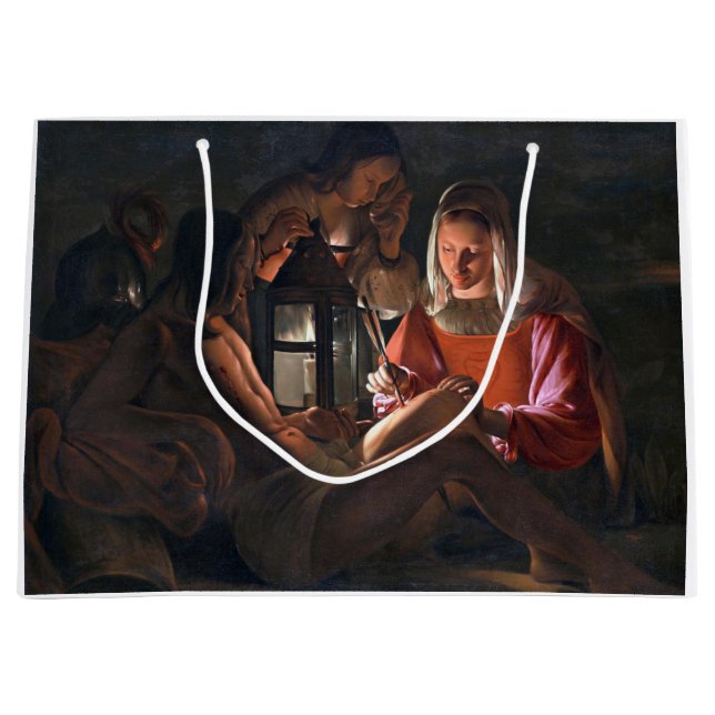 St. Sebastian Embraced by Irene, La Tour Large Gift Bag (Front)