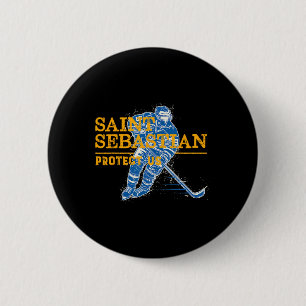 St Sebastian Hockey Patron Saint Of Sports Athlete 2 Inch Round Button