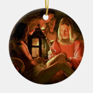 St. Sebastian tended by the Holy Woman (oil on can Ceramic Ornament