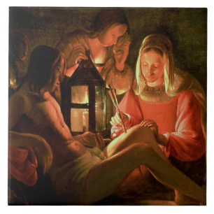 St. Sebastian tended by the Holy Woman (oil on can Tile