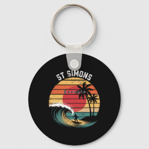 St Simons Beach Georgia Beach Surfing Keychain