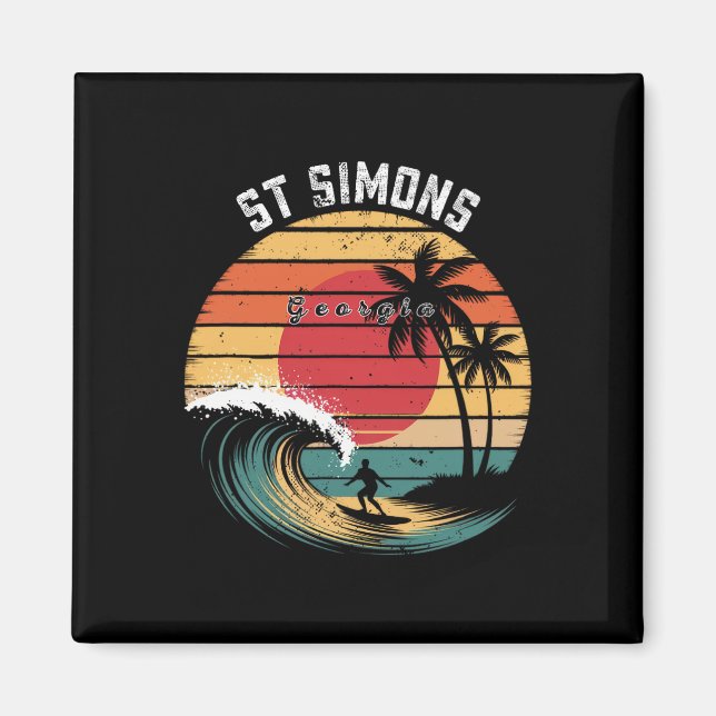 St Simons Beach Georgia Beach Surfing  Magnet (Front)