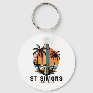 St Simons Beach Georgia Surfing Surfer _1 Keychain