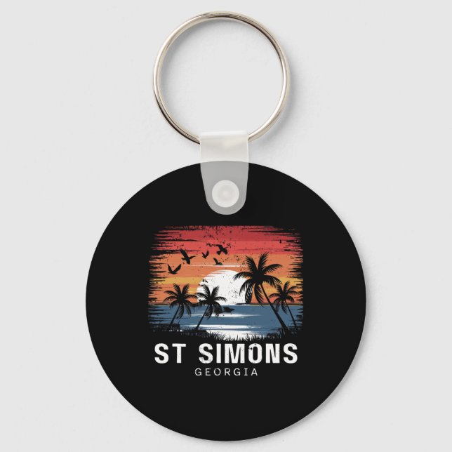 St Simons Beach Georgia Surfing Surfer  Keychain (Front)