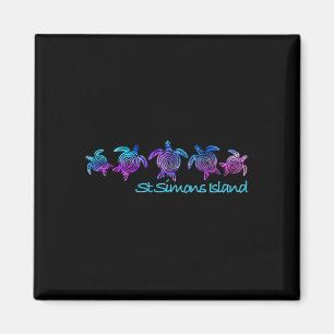 St. Simons Island Beach Design Tribal Turtle Gift Magnet