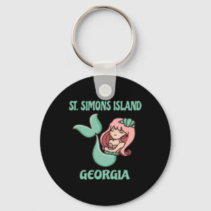 St. Simons Island Cute Mermaid Themed Keychain