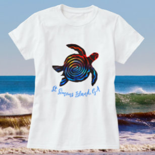 St. Simons Island GA Colourful Sea Turtle Souvenir T-Shirt