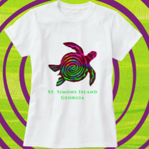 St. Simons Island GA Colourful sea turtle T-Shirt