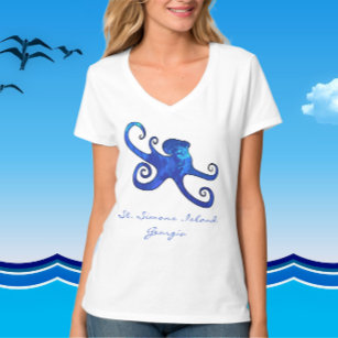 St Simons Island GA Ocean Blue Octopus T-Shirt