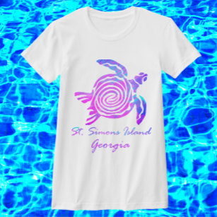 St. Simons Island GA Vibrant Colours Sea Turtle T-Shirt
