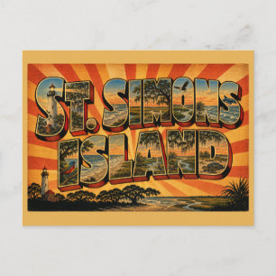 St Simons Island Georgia Lighthouse Beach Art Postcard