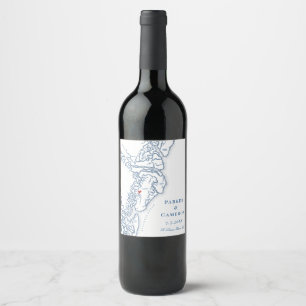 St. Simons Island Georgia Map Wedding Wine Label