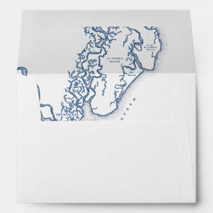 St. Simons Island Georgia Map White Wedding Envelope