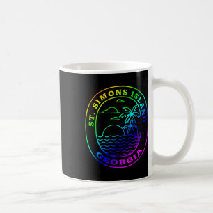 St. Simons Island Georgia Rainbow Palm Tree Beach  Coffee Mug