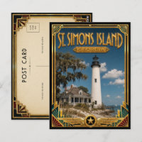 St. Simons Island Georgia Vintage Art Deco Golden 
