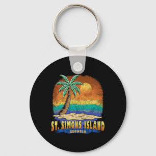 St. Simons Island Georgia Vintage Distressed Souve Keychain