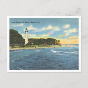 St. Simon's Island Georgia Vintage Lighthouse  Postcard