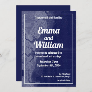 St. Simons Island Géorgie Vintage Carte Mariage