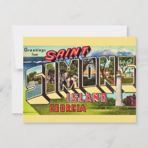 St Simons Island Retro Postcard