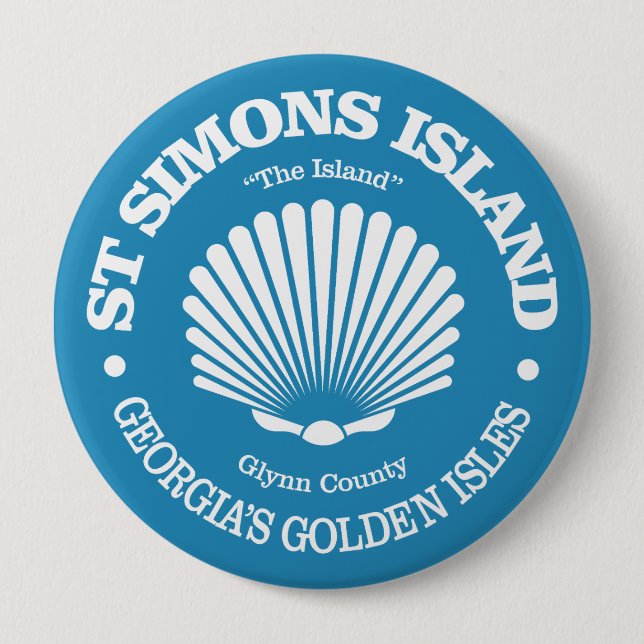St Simons Island (seashell) 4 Inch Round Button (Front)