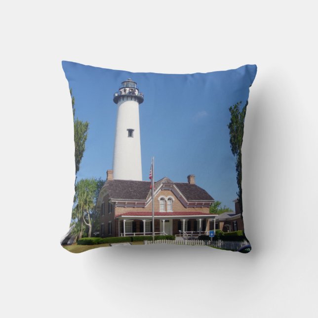 St. Simons Lighthouse square pillow (Front)
