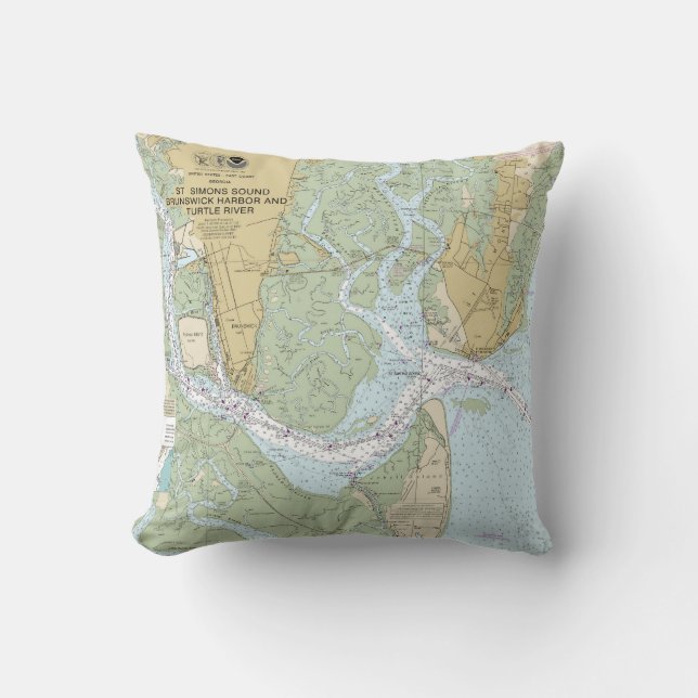 St Simons Sound Brunswick Harbour and Turtle River Throw Pillow (Front)