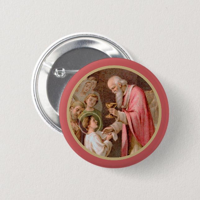 St. Tarcisius Receiving the Eucharist (BL 02) 2 Inch Round Button (Front & Back)