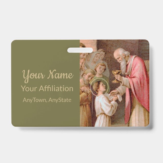 St. Tarcisius Receiving the Eucharist (BL 02) Badge (Front)