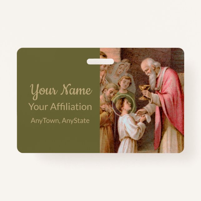 St. Tarcisius Receiving the Eucharist (BL 02) Badge (Front)