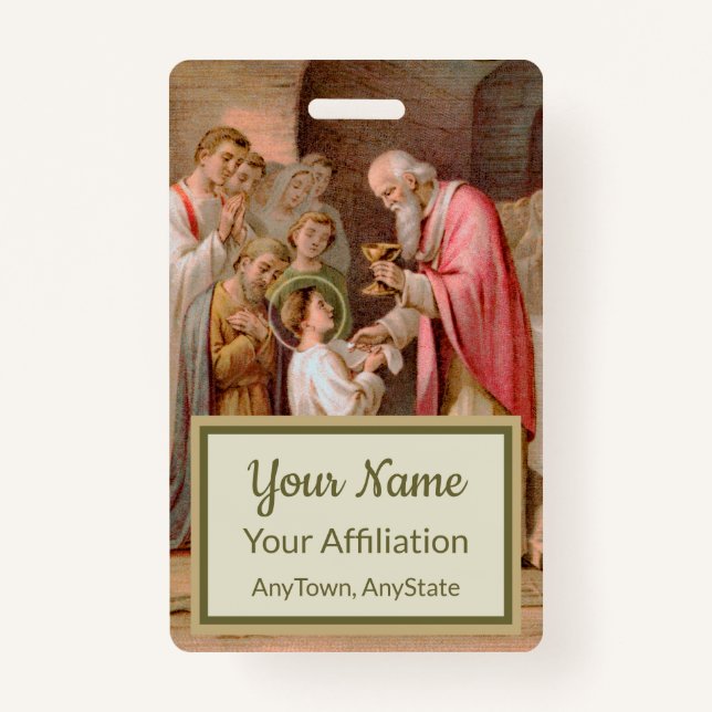 St. Tarcisius Receiving the Eucharist (BL 02) Badge (Front)