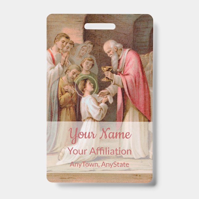 St. Tarcisius Receiving the Eucharist (BL 02) Badge (Front)