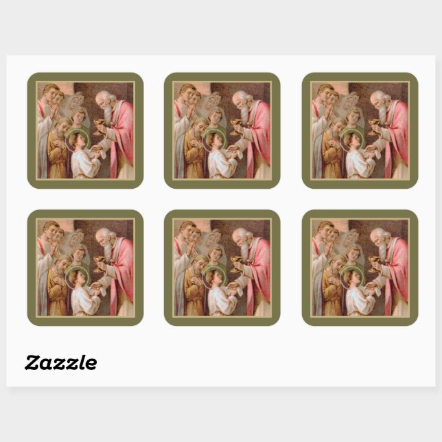 St. Tarcisius Receiving the Eucharist (BL 02) Square Sticker (Sheet)