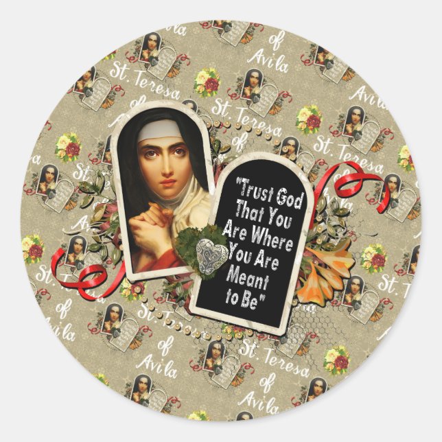 St Teresa de Avila Catholic Saint Therese  Classic Round Sticker (Front)