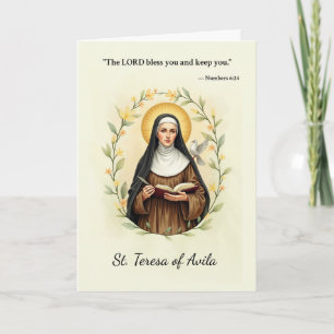 St Teresa of Avila God's Peace and Blessings with  Card