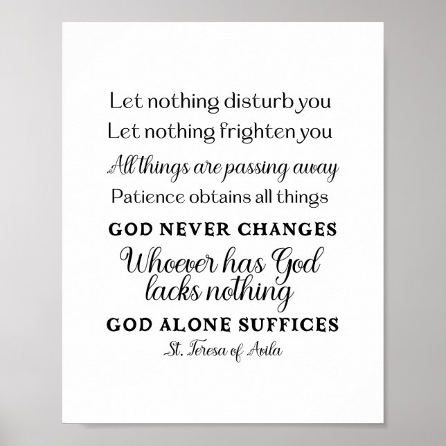 St. Teresa of Avila Quote Art Poster Print  (Front)