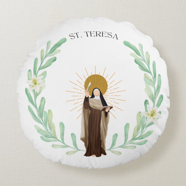 St. Teresa of Avila Round Pillow (Front)