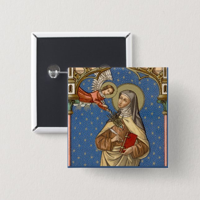 St. Teresa of Avila (SAU 28) 2 Inch Square Button (Front & Back)