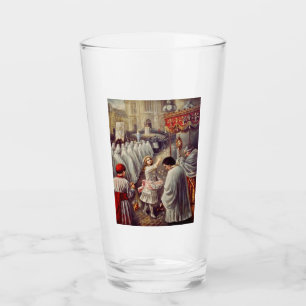 St. Teresa throws flowers to the Blessed Sacrament Glass