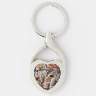 St. Teresa throws flowers to the Blessed Sacrament Keychain