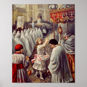 St. Teresa throws flowers to the Blessed Sacrament Poster