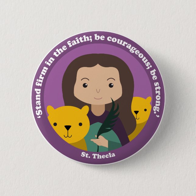 St. Thecla 2 Inch Round Button (Front)