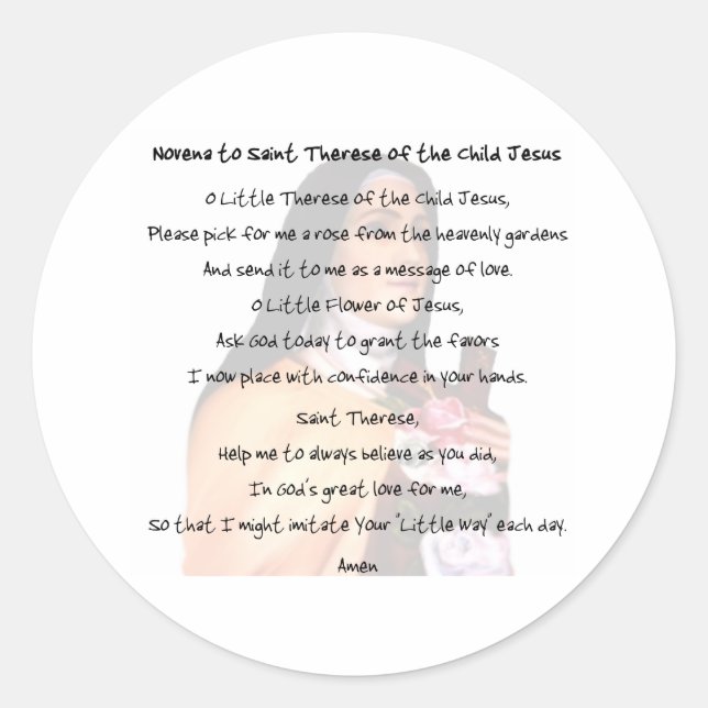 St Therese Classic Round Sticker (Front)