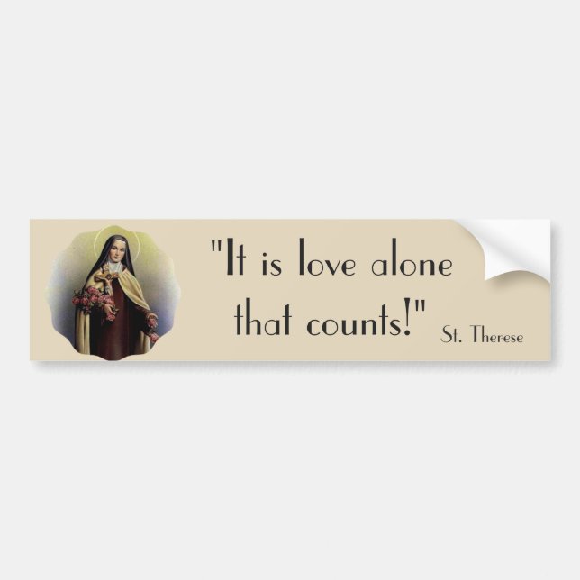 St. Therese Crucifix Nun Little FLower Bumper Sticker (Front)
