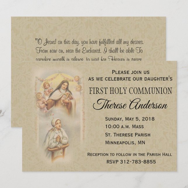 St. Therese First Holy Communion Invitations (Front/Back)