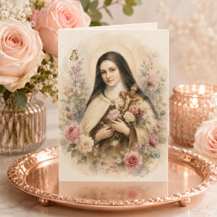 St. Thérèse Floral with Scripture Verse Card