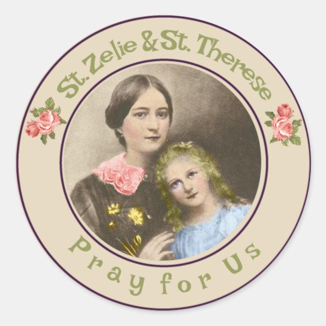 St. Therese & her mother St. Zelie Martin Classic Round Sticker (Front)