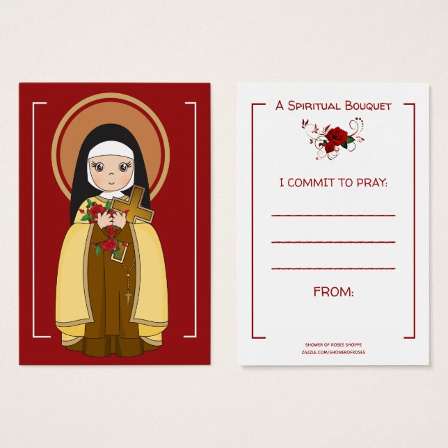 St. Therese Jesus  Spiritual Bouquet Prayer Roses (Front & Back)