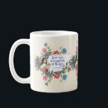 St. Therese Love Quote Mug<br><div class="desc">Beautiful image of St. Therese with pink and blue flowers and her quote "Love can accomplish all things."  All text and fonts can be modified.</div>