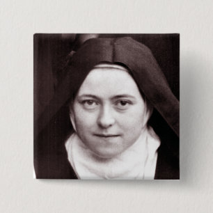 ST THERESE OF LISIEUX, THE LITTLE FLOWER, 2 INCH SQUARE BUTTON